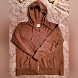Zip up hoodie by Hippie Rose. Rich brown collor, great for Fall. Size Medium